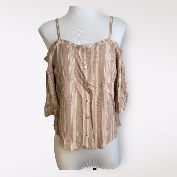 Bobeau Striped Off The Shoulder Top S - Picture 1 of 5